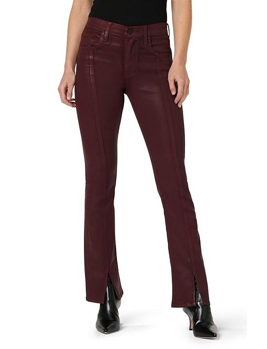 Hudson Jeans Barbara High-Rise Baby Boot  Cuff Vent in Coated Bordeaux Womens Jeans Coated Bordeaux