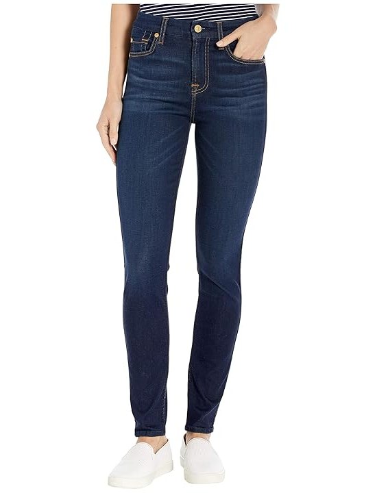 7 For All Mankind The High-Waist Ankle Skinny in Slim Illusion Tried True Womens Jeans Slim Illusion Tried & True