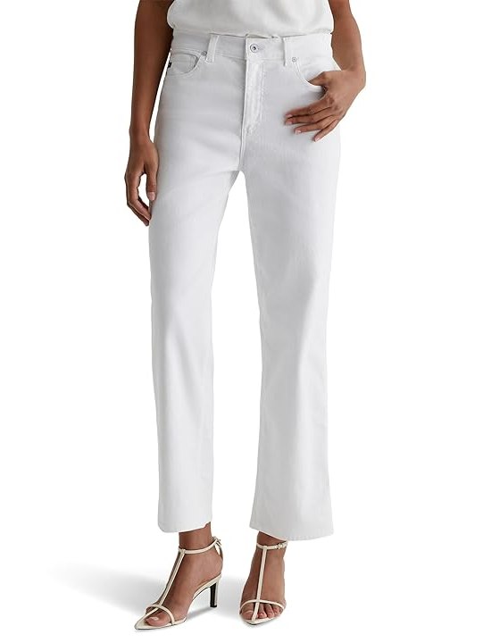 AG Jeans Brinley Mid Rise Straight Crop Womens Jeans Gallery White