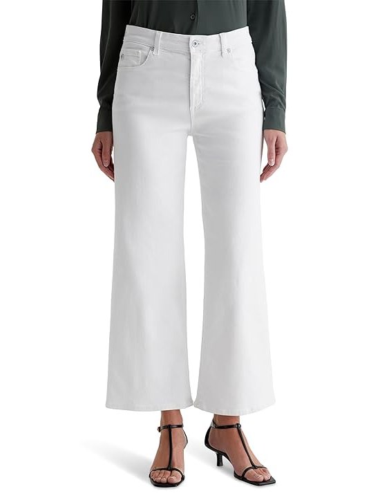 AG Jeans Saige Mid-Rise Wide Leg Jeans in Gallery White Womens Jeans Gallery White