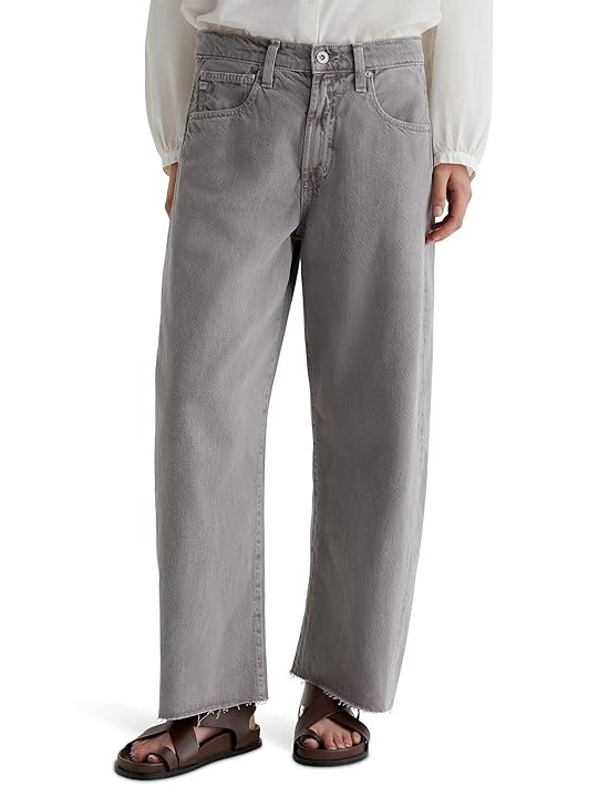 AG Jeans Hattie High Rise Crop Barrel Womens Jeans Sulfur Pebble Grey