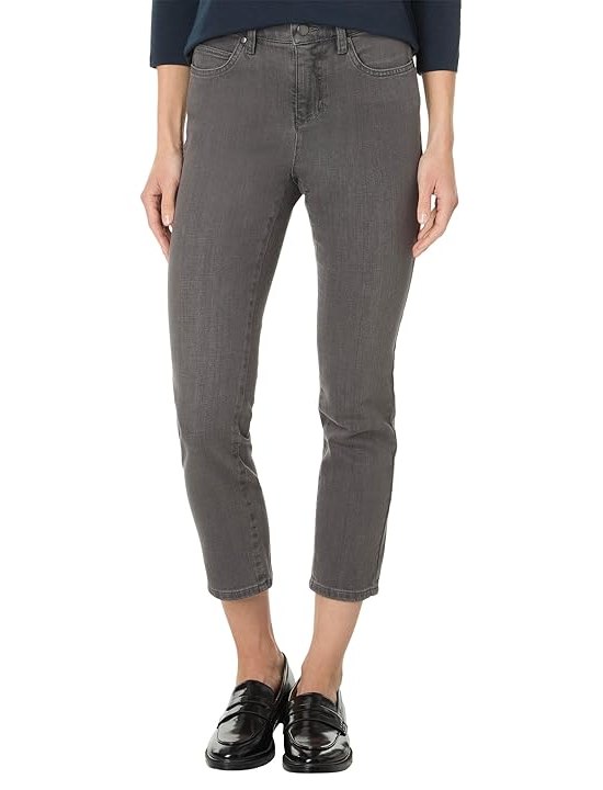 Eileen Fisher Petite High Waisted Slim Ankle Jean Womens Jeans Asphalt