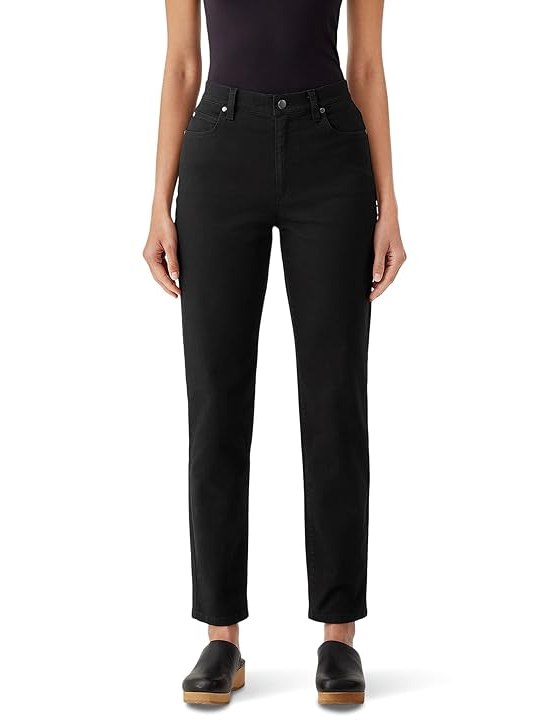 Eileen Fisher High Waisted Slim Full Length Womens Jeans Black