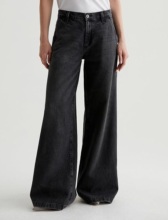 AG Jeans Stella Mid Rise Wide Leg Palazzo Jeans in Overnight Womens Jeans Overnight