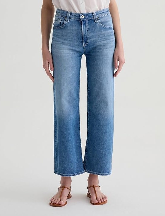 AG Jeans Saige Mid-Rise Wide Leg in Oceanic Womens Jeans Oceanic