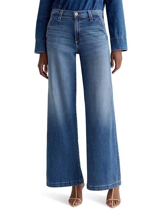 AG Jeans Stella Mid Rise Wide Leg Palazzo Jeans in Nautical Mile Womens Jeans Nautical Mile