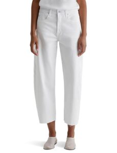 Hattie High-Rise Crop Barrel Jeans in White for women